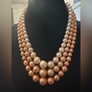 Vintage retro Hong Kong Peach Pink Faux Pearl Necklace